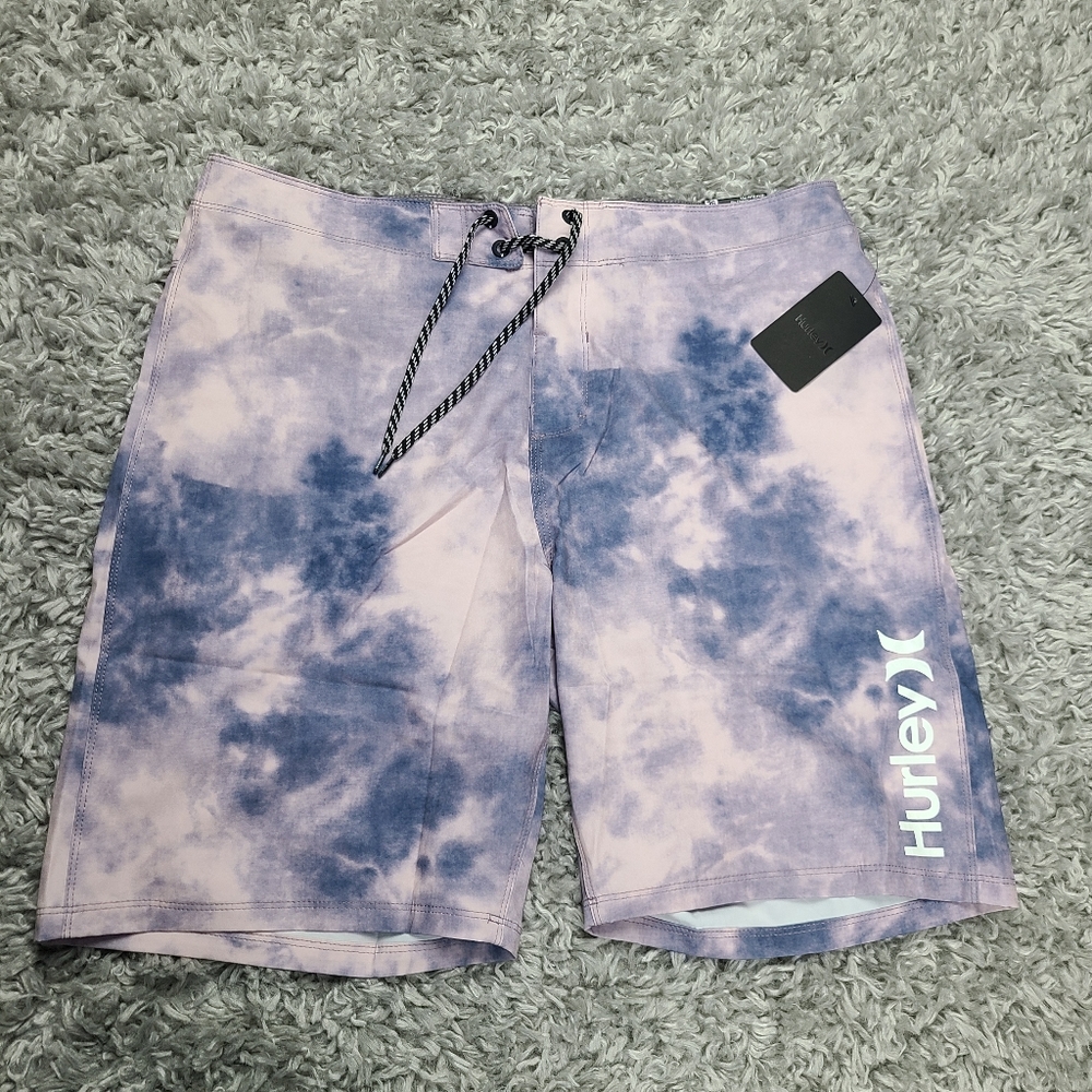 Hurley Purple Men's Tie Dye 9.5 Inseam Swimming Trunks Size 36